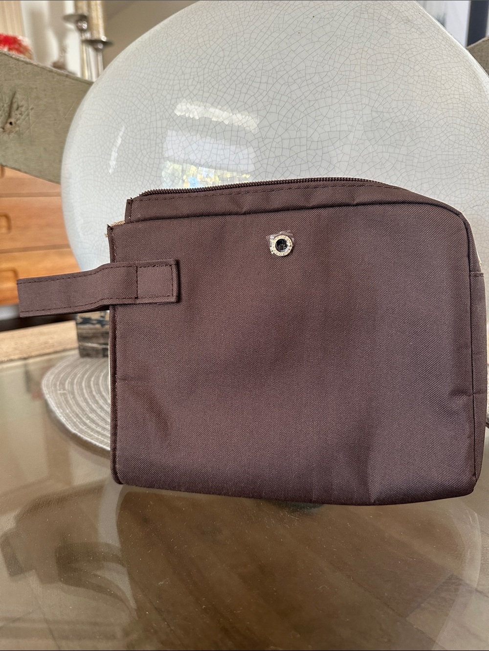 Bulgari Brown Zip Cosmetic Pouch
